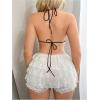 imageVerdusa Womens Sexy Leopard Print Deep V Halter Crop Tops Ruffle Going Out Top Party ClubwearBlack