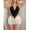 imageVerdusa Womens Sexy Leopard Print Deep V Halter Crop Tops Ruffle Going Out Top Party ClubwearBlack