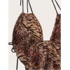 imageVerdusa Womens Sexy Leopard Print Deep V Halter Crop Tops Ruffle Going Out Top Party ClubwearBrown