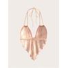 imageVerdusa Womens Sexy Leopard Print Deep V Halter Crop Tops Ruffle Going Out Top Party ClubwearOrange