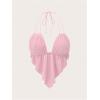 imageVerdusa Womens Sexy Leopard Print Deep V Halter Crop Tops Ruffle Going Out Top Party ClubwearPink