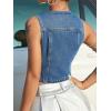 imageVerdusa Womens Sleeveless Button Front V Neck Sleeveless Asymmetrical Denim Vest TopBlue