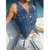 imageVerdusa Womens Sleeveless Button Front V Neck Sleeveless Asymmetrical Denim Vest TopBlue
