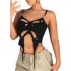 imageVerdusa Womens Sleeveless Crop Top Cut Out Asymmetrical Hem Slim Fit Cami TopBlack