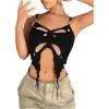 imageVerdusa Womens Sleeveless Crop Top Cut Out Asymmetrical Hem Slim Fit Cami TopBlack