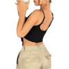 imageVerdusa Womens Sleeveless Crop Top Cut Out Asymmetrical Hem Slim Fit Cami TopBlack