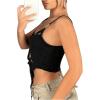 imageVerdusa Womens Sleeveless Crop Top Cut Out Asymmetrical Hem Slim Fit Cami TopBlack