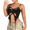 imageVerdusa Womens Sleeveless Crop Top Cut Out Asymmetrical Hem Slim Fit Cami TopBlack