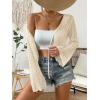 imageVerdusa Womens Tie Front Bell Long Sleeve Scalloped Crop Cardigan Knit TopApricot