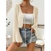 imageVerdusa Womens Tie Front Bell Long Sleeve Scalloped Crop Cardigan Knit TopApricot