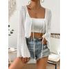 imageVerdusa Womens Tie Front Bell Long Sleeve Scalloped Crop Cardigan Knit TopWhite