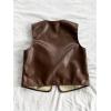 imageVerdusa Womens Western Leather Vest Bow Tie Front V Neck Sleeveless Lightweight Jacket OuterwearBrown