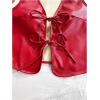imageVerdusa Womens Western Leather Vest Bow Tie Front V Neck Sleeveless Lightweight Jacket OuterwearRed