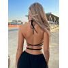 imageVerdusa Womens Y2K PU Leather Backless Criss Cross Tie Sleeveless Halter Crop TopBlack