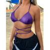 imageVerdusa Womens Y2K PU Leather Backless Criss Cross Tie Sleeveless Halter Crop TopPurple