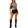 imageVerdusa Womens Y2K Tie Dye Floral Backless Summer Top Cowgirl Western Bandana TopsBlack and White