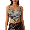 imageVerdusa Womens Y2K Tie Dye Floral Backless Summer Top Cowgirl Western Bandana TopsBlack and White