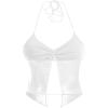 imageVerdusa Womens Y2K Tops Heart Rhinestone Backless Ruched Cami Asymmetrical Split Crop Halter TopSilver
