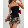 imageVerdusa Womens Y2k Leopard Print Strapless Tube Dress Layered Ruched Going Out Mini Dress ClubwearBlack Brown