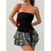 imageVerdusa Womens Y2k Leopard Print Strapless Tube Dress Layered Ruched Going Out Mini Dress ClubwearGrey