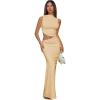 imageVerdusa Two Piece Sets For Women Going Out Tops and Bodycon Maxi Skirt Set Vacation OutfitsApricot