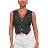 imageVerdusa Womens Denim Vest Button Up V Neck Sleeveless Jean Vest Top Corset Top Jean Crop TopBlack