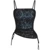 imageVerdusa Womens Floral Print Mesh Ruched Drawstring Y2K Cami Top Goth TopBlue