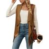 imageVerdusa Womens Fringe Vest 70s Hippie Sleeveless Western Faux Suede Cardigan OuterwearBrown