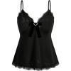 imageVerdusa Womens Ruffle Heart Lace Camisole Tops Bow Front V Neck Sleeveless Peplum Tops Y2k TopsBlack