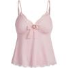 imageVerdusa Womens Ruffle Heart Lace Camisole Tops Bow Front V Neck Sleeveless Peplum Tops Y2k TopsPink