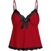 imageVerdusa Womens Ruffle Heart Lace Camisole Tops Bow Front V Neck Sleeveless Peplum Tops Y2k TopsRed