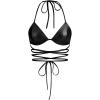 imageVerdusa Womens Y2K PU Leather Backless Criss Cross Tie Sleeveless Halter Crop TopBlack