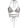 imageVerdusa Womens Y2K PU Leather Backless Criss Cross Tie Sleeveless Halter Crop TopSilver