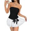 imageVerdusa Womens Y2k Leopard Print Strapless Tube Dress Layered Ruched Going Out Mini Dress ClubwearBlack and White