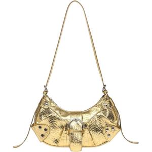 imageVerdusa Womens Pleated Hobo Shoulder Bags Metallic PU Leather Clutch HandbagGold