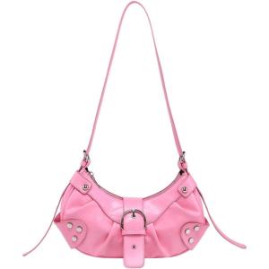 imageVerdusa Womens Pleated Hobo Shoulder Bags Metallic PU Leather Clutch HandbagPink