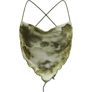 imageVerdusa Womens Y2K Tie Dye Floral Backless Summer Top Cowgirl Western Bandana TopsGreen