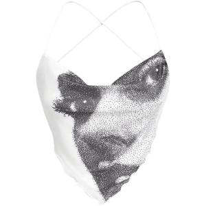 imageVerdusa Womens Y2K Tie Dye Floral Backless Summer Top Cowgirl Western Bandana TopsWhite Multi