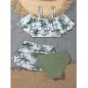 imageVerdusa Girls 3 Piece Swimsuit Bathing Suit High Waist Bikini Sets with Cover UpWhite Green