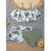 imageVerdusa Girls 3 Piece Swimsuit Bathing Suit High Waist Bikini Sets with Cover UpWhite Green