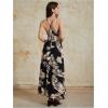 imageVerdusa Womens 2 Piece Outfits Beach Vacation Outfits Tropical Print Tie Back Cami Top and Split Maxi Skirt SetBrown