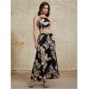 imageVerdusa Womens 2 Piece Outfits Beach Vacation Outfits Tropical Print Tie Back Cami Top and Split Maxi Skirt SetBrown