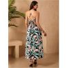 imageVerdusa Womens 2 Piece Outfits Beach Vacation Outfits Tropical Print Tie Back Cami Top and Split Maxi Skirt SetGreen