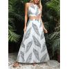 imageVerdusa Womens 2 Piece Outfits Beach Vacation Outfits Tropical Print Tie Back Cami Top and Split Maxi Skirt SetWhite
