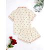 imageVerdusa Womens 2 Piece Pajama Set Matching Pjs Sets Cute Printed Sleepwear Button Up Shirt with Lounge Shorts SetApricot