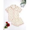 imageVerdusa Womens 2 Piece Pajama Set Matching Pjs Sets Cute Printed Sleepwear Button Up Shirt with Lounge Shorts SetApricot