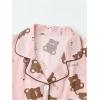imageVerdusa Womens 2 Piece Pajama Set Matching Pjs Sets Cute Printed Sleepwear Button Up Shirt with Lounge Shorts SetBear Pink