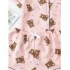 imageVerdusa Womens 2 Piece Pajama Set Matching Pjs Sets Cute Printed Sleepwear Button Up Shirt with Lounge Shorts SetBear Pink