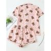 imageVerdusa Womens 2 Piece Pajama Set Matching Pjs Sets Cute Printed Sleepwear Button Up Shirt with Lounge Shorts SetBear Pink