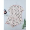 imageVerdusa Womens 2 Piece Pajama Set Matching Pjs Sets Cute Printed Sleepwear Button Up Shirt with Lounge Shorts SetBeige